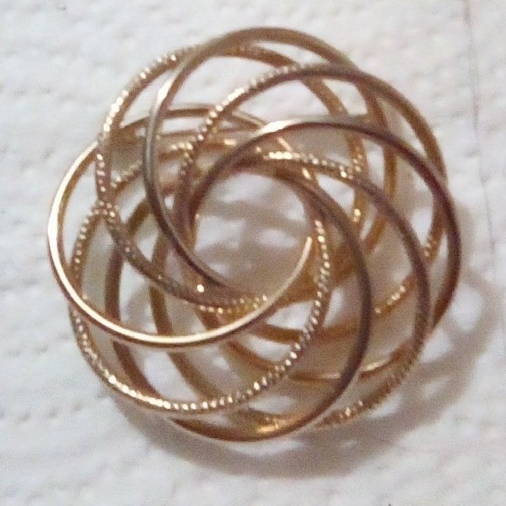 Vintage Gold Tone Knot, Atomic‎ Swirl Mid Century Modern Brooch Statement Piece
